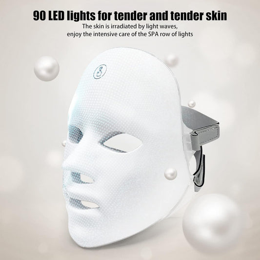 Led-Gesichtsmaske, Photon Therapie Maske, Drahtlose 7 Farbe Led Maske, Hautverjüngungs Gesichtsmaske Für Gesicht Anti-Aging, Whitening, Reduziert Pickel (A)